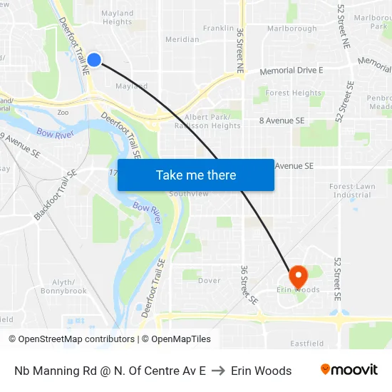 Nb Manning Rd @ N. Of Centre Av E to Erin Woods map