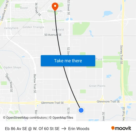 Eb 86 Av SE @ W. Of 60 St SE to Erin Woods map