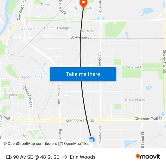 Eb 90 Av SE @ 48 St SE to Erin Woods map
