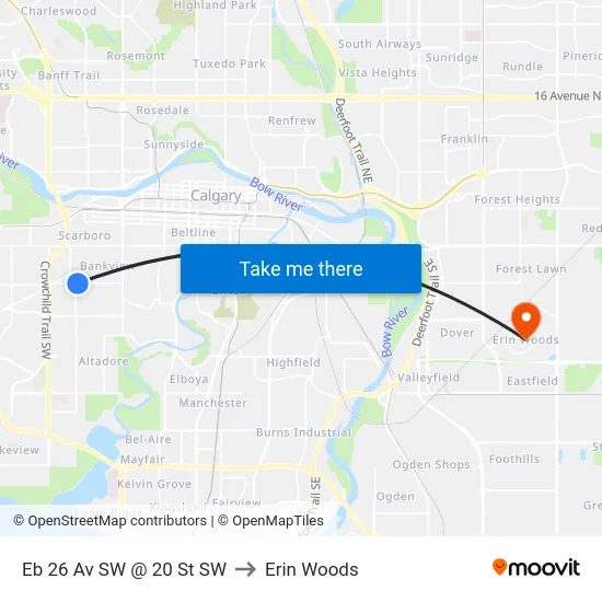 Eb 26 Av SW @ 20 St SW to Erin Woods map