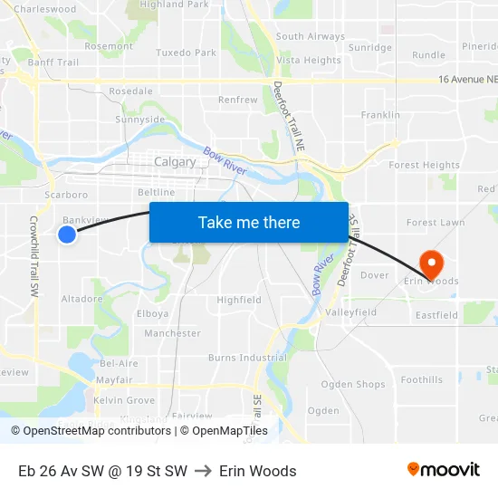 Eb 26 Av SW @ 19 St SW to Erin Woods map