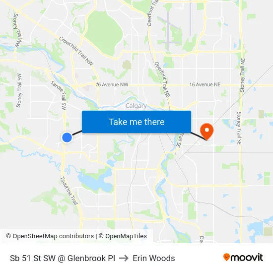 Sb 51 St SW @ Glenbrook Pl to Erin Woods map