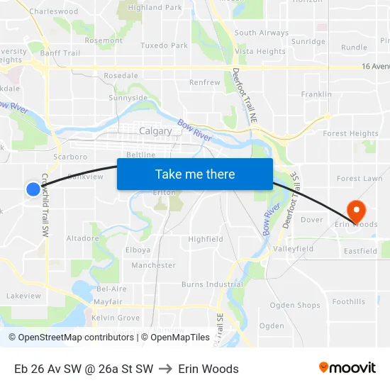 Eb 26 Av SW @ 26a St SW to Erin Woods map