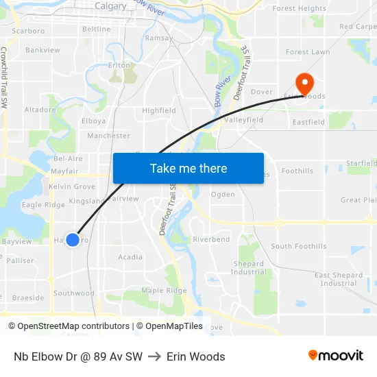 Nb Elbow Dr @ 89 Av SW to Erin Woods map
