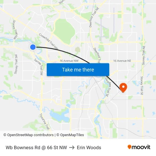 Wb Bowness Rd @  66 St NW to Erin Woods map