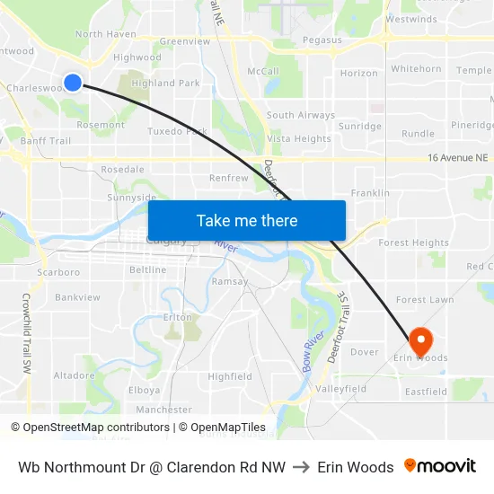 Wb Northmount Dr @ Clarendon Rd NW to Erin Woods map
