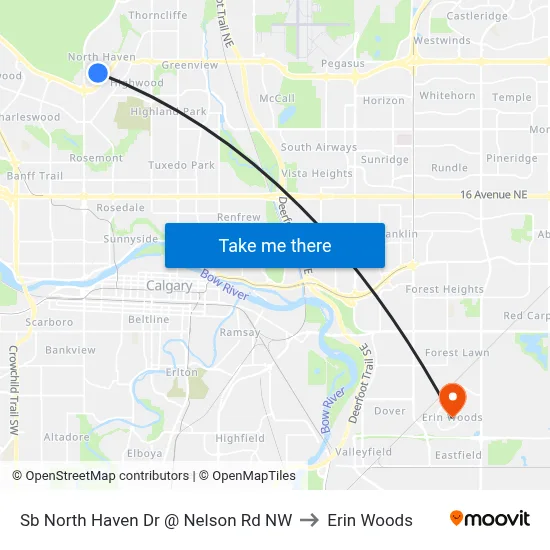 Sb North Haven Dr @ Nelson Rd NW to Erin Woods map