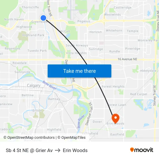 Sb 4 St NE @ Grier Av to Erin Woods map