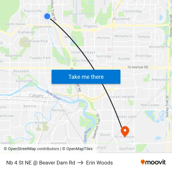 Nb 4 St NE @ Beaver Dam Rd to Erin Woods map