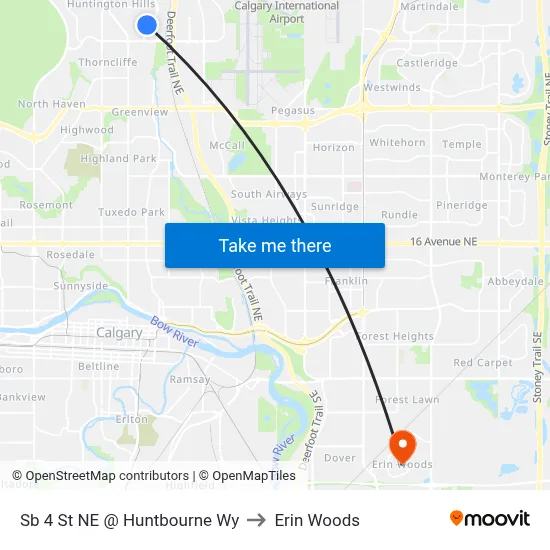 Sb 4 St NE @ Huntbourne Wy to Erin Woods map