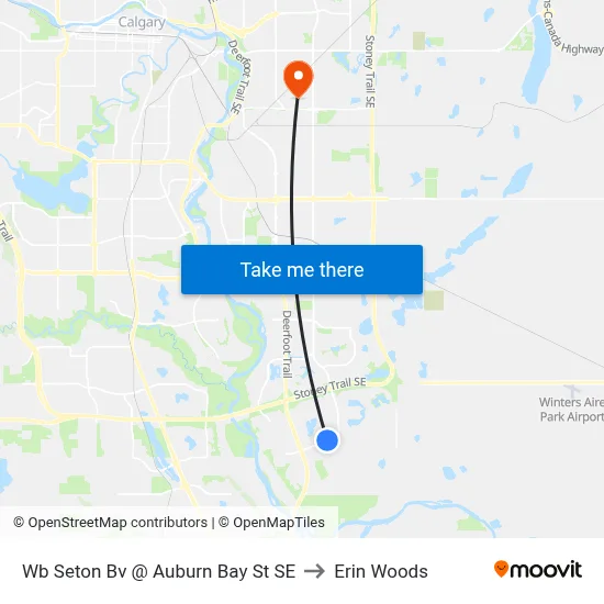 Wb Seton Bv @ Auburn Bay St SE to Erin Woods map