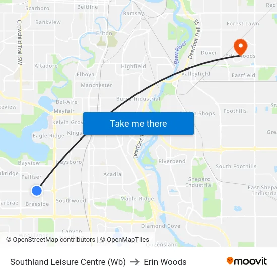 Southland Leisure Centre (Wb) to Erin Woods map