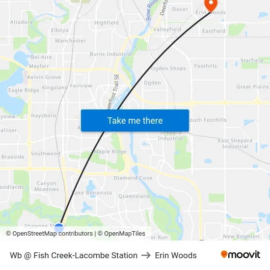 Wb @ Fish Creek-Lacombe Station to Erin Woods map