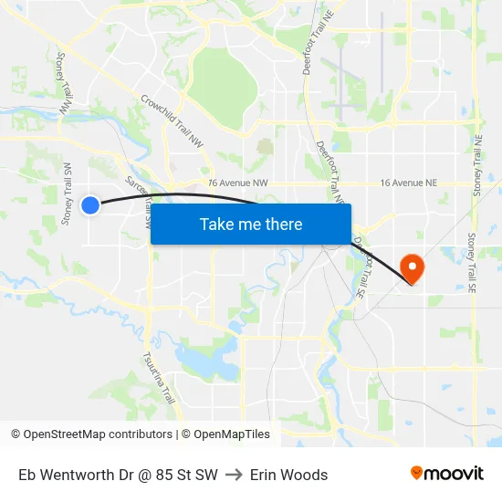 Eb Wentworth Dr @ 85 St SW to Erin Woods map