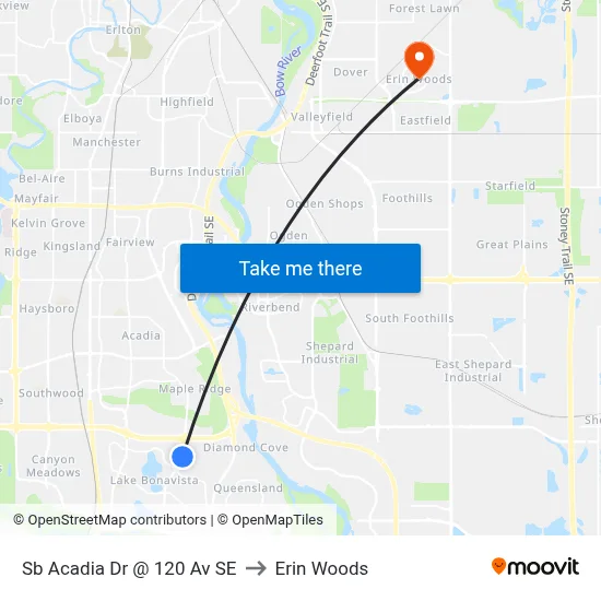 Sb Acadia Dr @ 120 Av SE to Erin Woods map