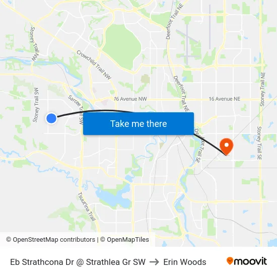 Eb Strathcona Dr @ Strathlea Gr SW to Erin Woods map