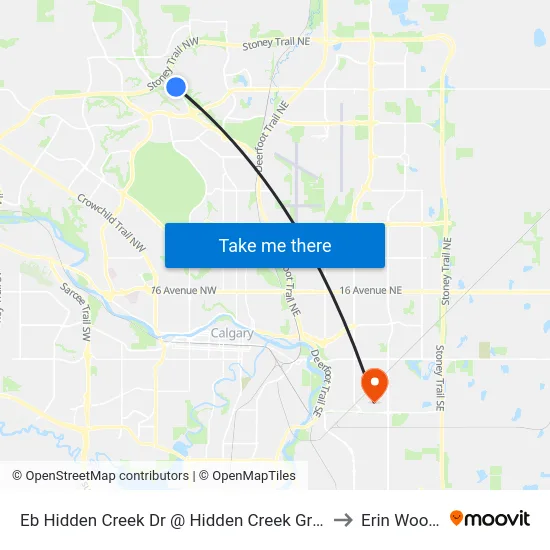 Eb Hidden Creek Dr @ Hidden Creek Gr NW to Erin Woods map