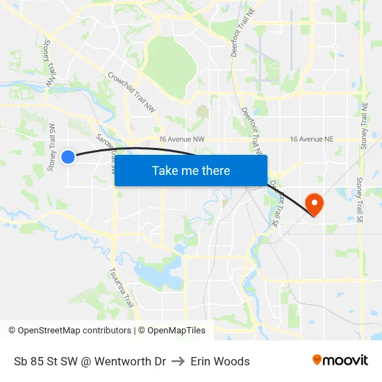 Sb 85 St SW @ Wentworth Dr to Erin Woods map