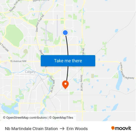 Nb Martindale Ctrain Station to Erin Woods map