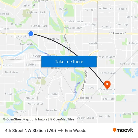 4th Street NW Station (Wb) to Erin Woods map