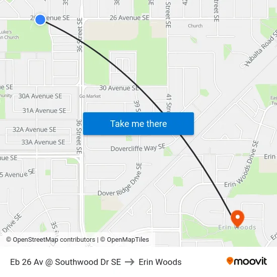Eb 26 Av @ Southwood Dr SE to Erin Woods map