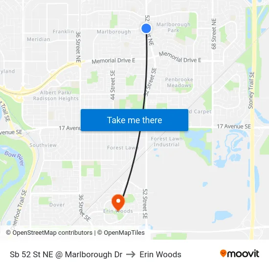 Sb 52 St NE @ Marlborough Dr to Erin Woods map