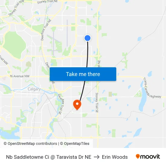 Nb Saddletowne Ci @ Taravista Dr NE to Erin Woods map