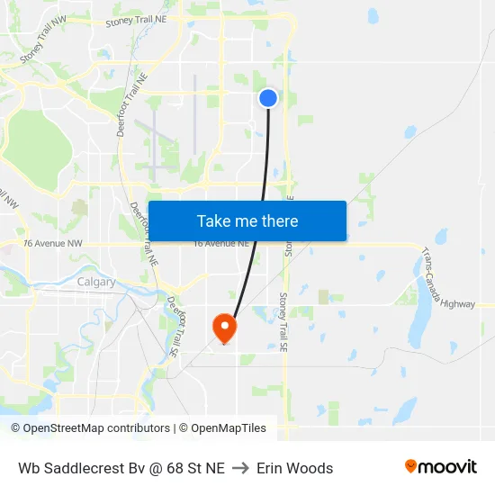 Wb Saddlecrest Bv @ 68 St NE to Erin Woods map