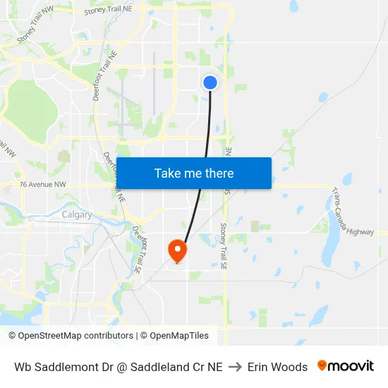 Wb Saddlemont Dr @ Saddleland Cr NE to Erin Woods map
