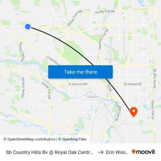 Sb Country Hills Bv @ Royal Oak Centre NW to Erin Woods map