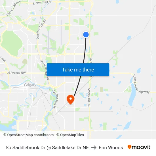 Sb Saddlebrook Dr @ Saddlelake Dr NE to Erin Woods map