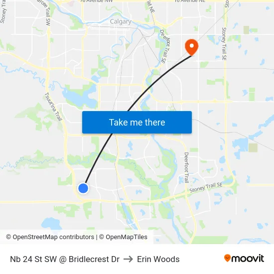 Nb 24 St SW @ Bridlecrest Dr to Erin Woods map