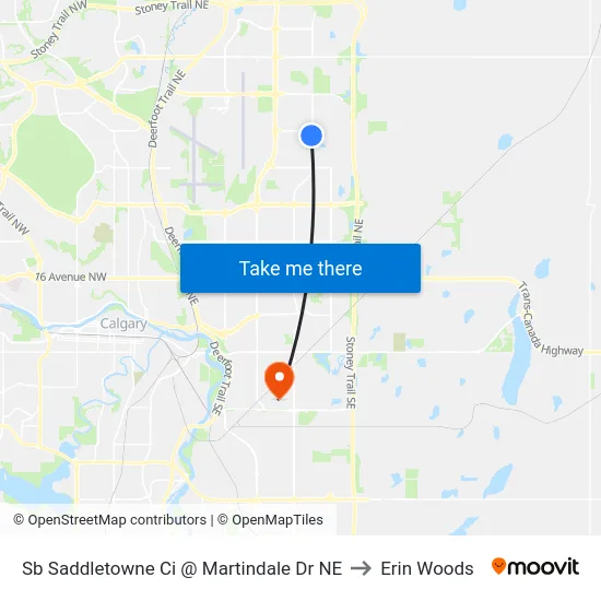 Sb Saddletowne Ci @ Martindale Dr NE to Erin Woods map