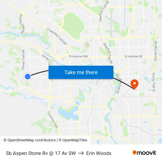 Sb Aspen Stone Bv @ 17 Av SW to Erin Woods map