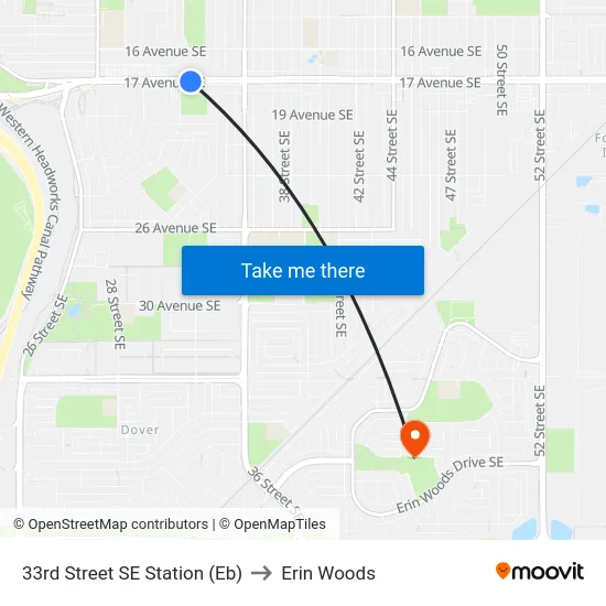 33rd Street SE Station (Eb) to Erin Woods map