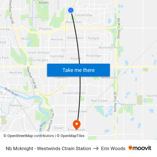 Nb Mcknight - Westwinds Ctrain Station to Erin Woods map