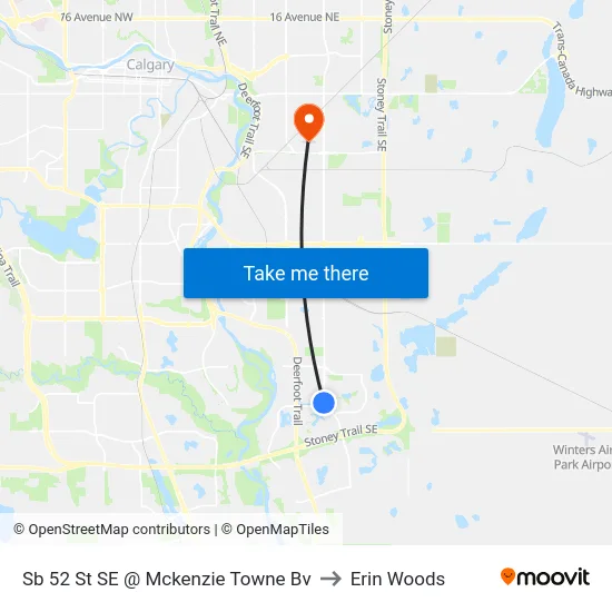 Sb 52 St SE @ Mckenzie Towne Bv to Erin Woods map