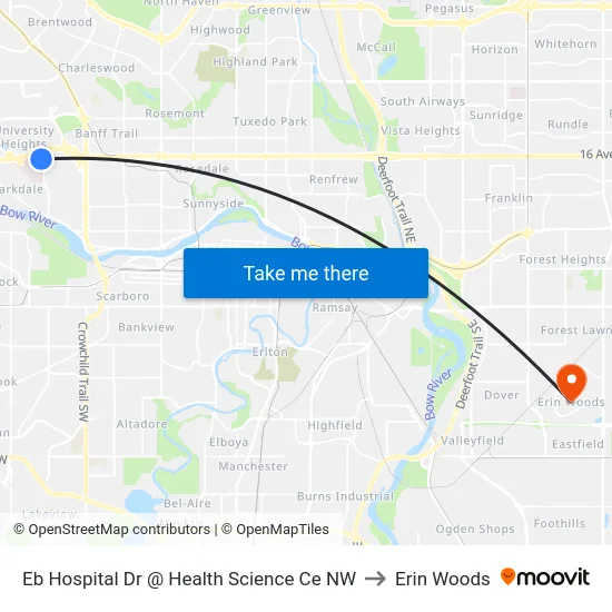 Eb Hospital Dr @ Health Science Ce NW to Erin Woods map