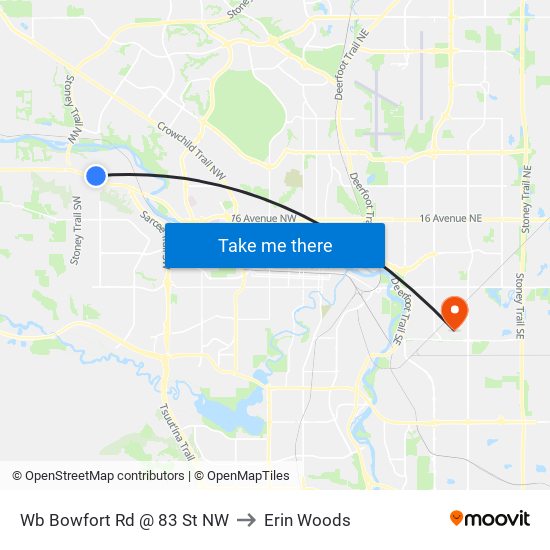 Wb Bowfort Rd @ 83 St NW to Erin Woods map