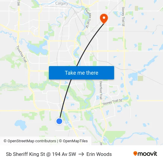 Sb Sheriff King St @ 194 Av SW to Erin Woods map