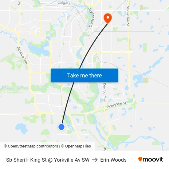 Sb Sheriff King St @ Yorkville Av SW to Erin Woods map