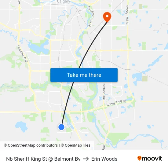 Nb Sheriff King St @ Belmont Bv to Erin Woods map