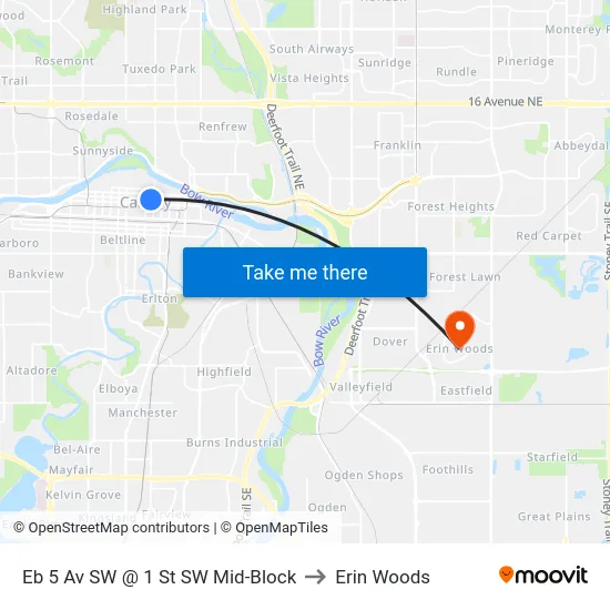 Eb 5 Av SW @ 1 St SW Mid-Block to Erin Woods map