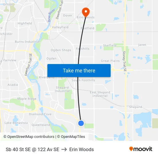 Sb 40 St SE @ 122 Av SE to Erin Woods map