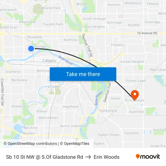 Sb 10 St NW @ S.Of Gladstone Rd to Erin Woods map