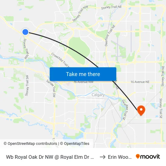 Wb Royal Oak Dr NW @ Royal Elm Dr NW to Erin Woods map