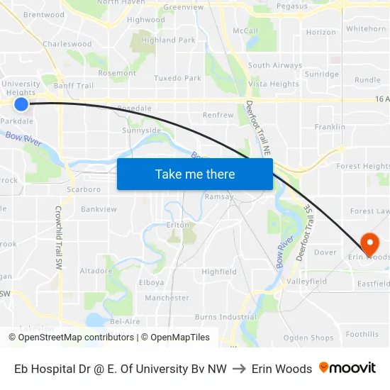 Eb Hospital Dr @ E. Of University Bv NW to Erin Woods map