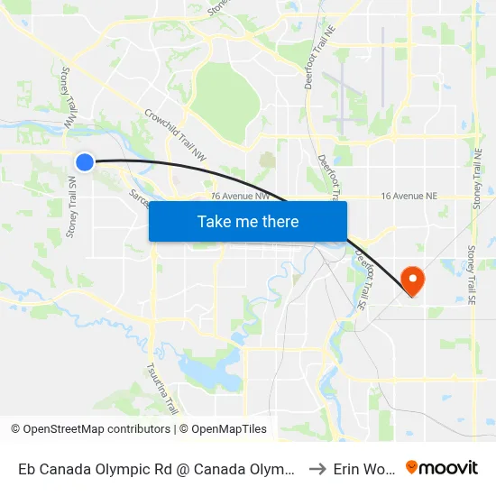 Eb Canada Olympic Rd @ Canada Olympic Ga SW to Erin Woods map