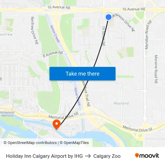 Holiday Inn Calgary Airport by IHG to Calgary Zoo map