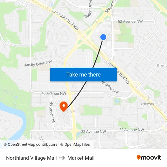 Northland Village Mall to Market Mall map